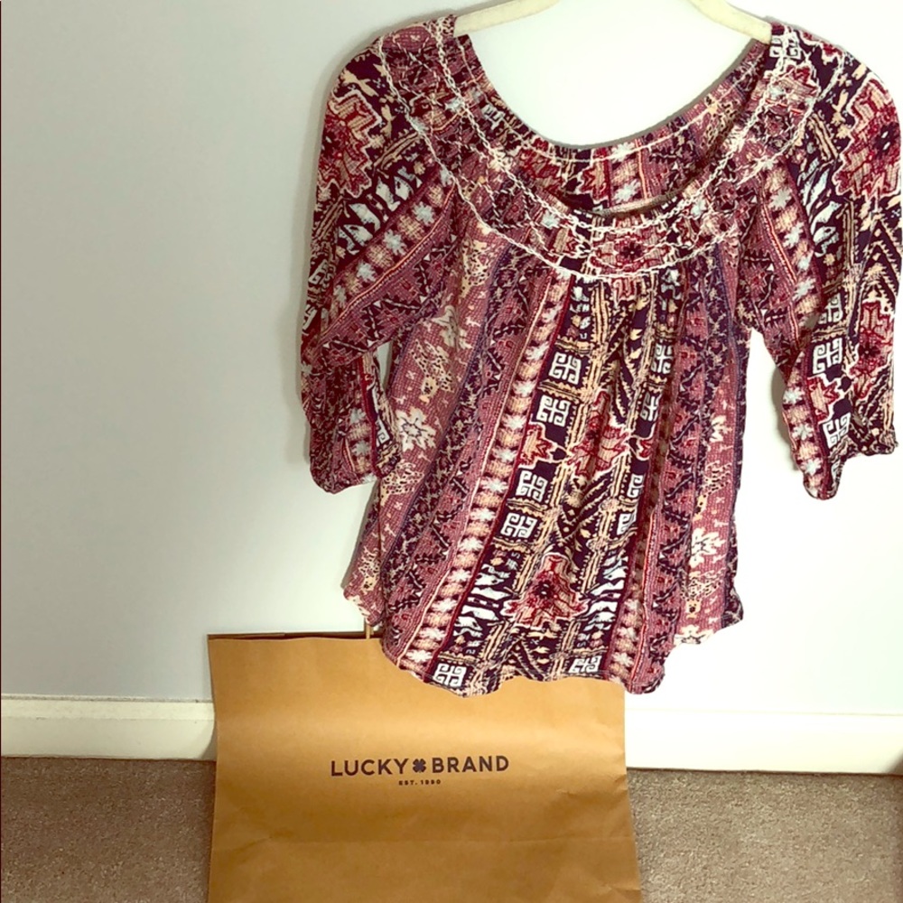 Lucky brand tribal print 3/4 sleeve